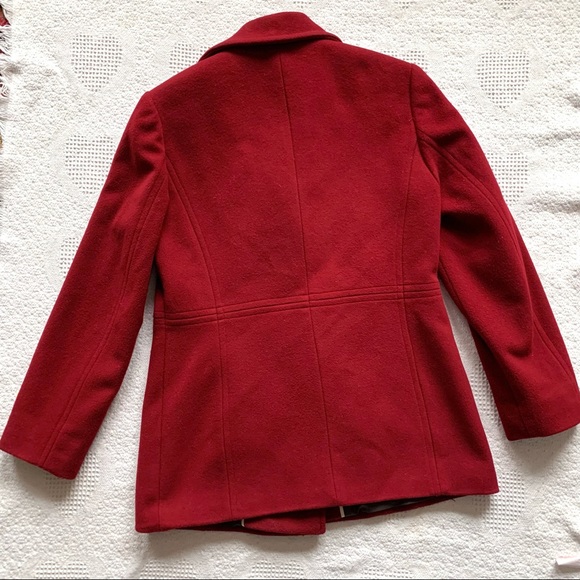 Calvin Klein Berry Red Wool Double Breasted Peacoat size 6 - Picture 2 of 12